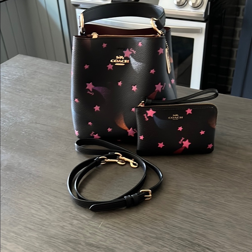 Coach Black and Pink Shoulder Bag Set